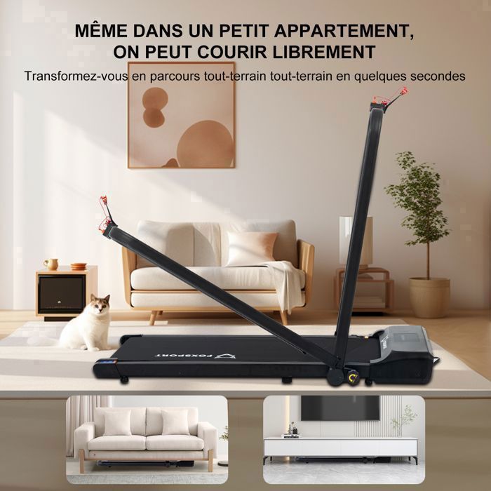 FOXSPORT Tapis de course pliable - Tapis de Marche - Vitesse 1-10 km/h - Écran LED - Compact et Silencieux avec télécommande