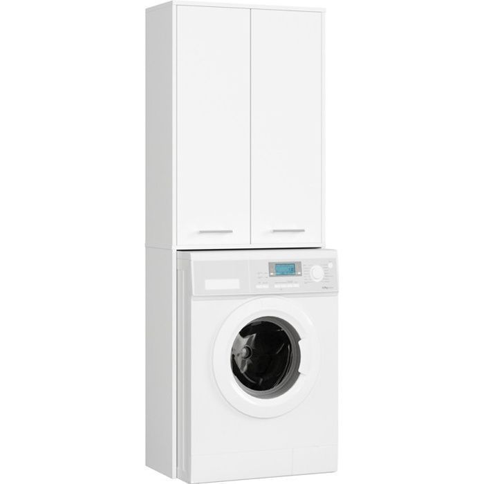 Mobile per lavatrice AKORD FIN bianco, 64 cm, 2 ante, frontale bianco, 4 ripiani, 64x30x180 cm