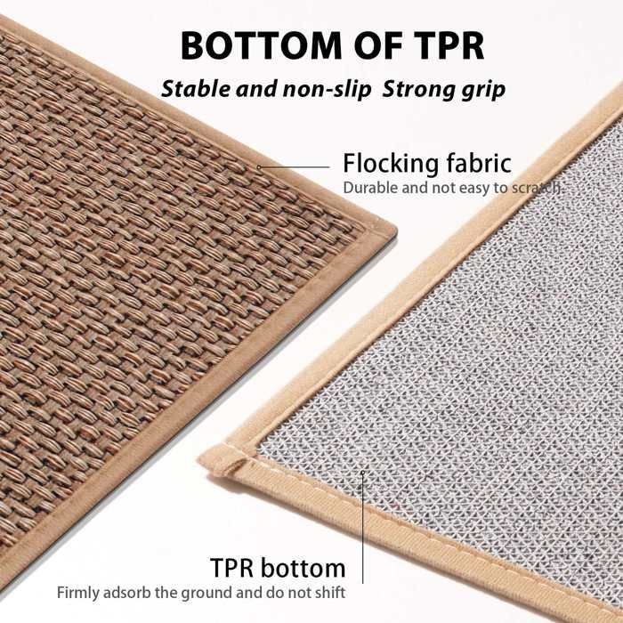 Non-slip and absorbent kitchen mat – Braided TPR, light brown, 45x180 cm, stain-resistant and washable, thick