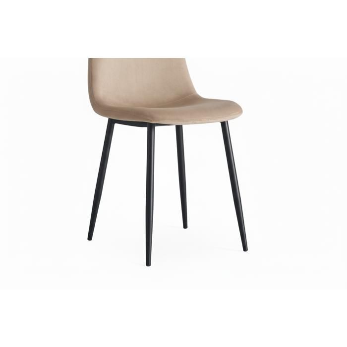 Lot de 4 chaises scandinaves velours taupe pieds métal noir 43,5x40x87cm