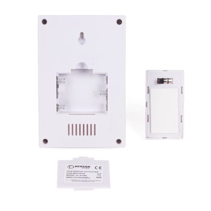 Wireless Doorbell - 30 Meters - 16 Melodies - Battery Operated - White