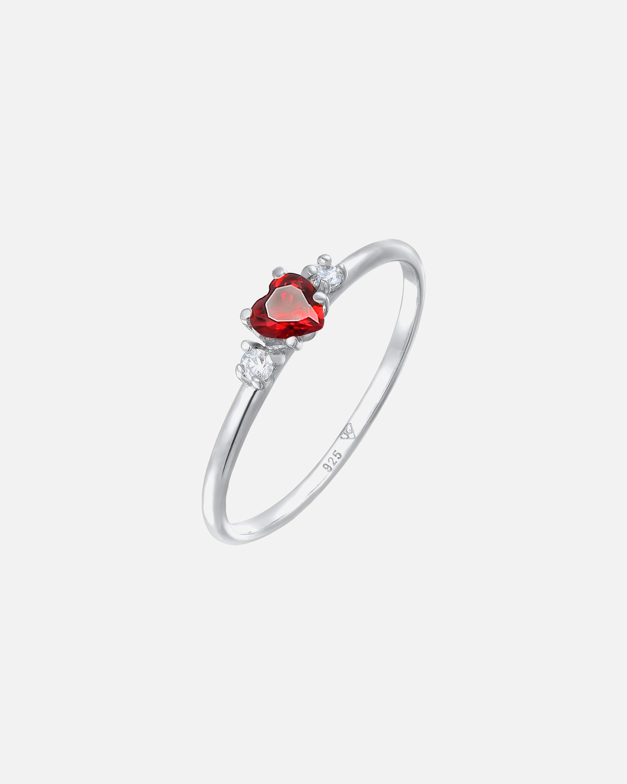 Elli Femmes Bague de fiançailles Cœur Rouge avec cristaux de zirconium en Argent Sterling 925 Plaqué Or