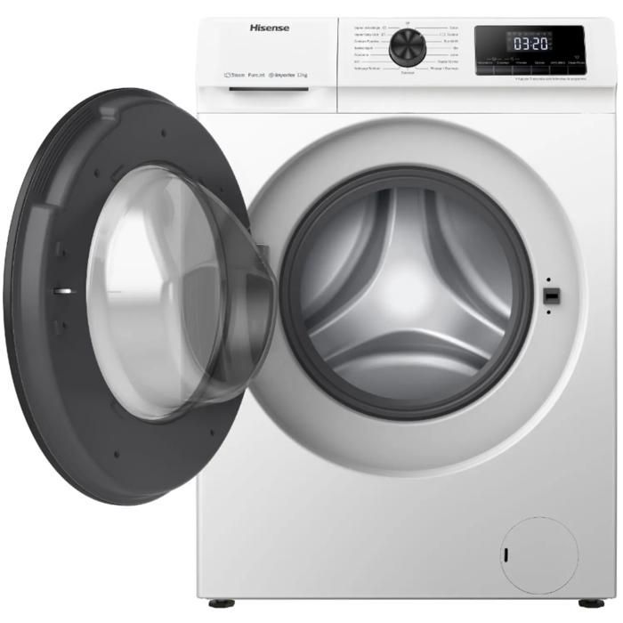 Lavadora de carga frontal - HISENSE - 12 kg - 1400 rpm - Función de vapor - Pantalla LED