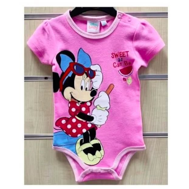 Cadeau de naissance , Lot de 3 Bodies Bébé Fille Taille 6/9 Mois Manche courtes Minnie Mouse ( couleurs variables)