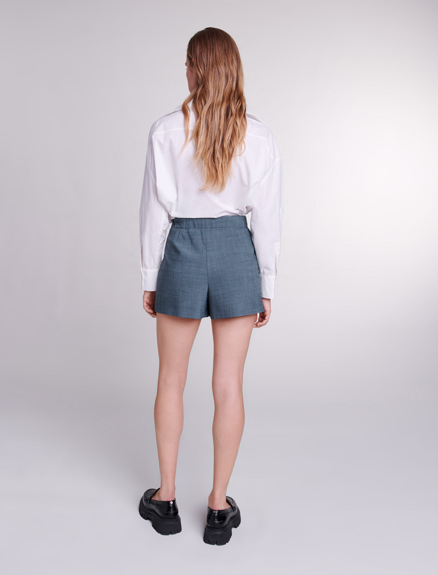 Trompe l'oeil korte broek - Blauw Petrol