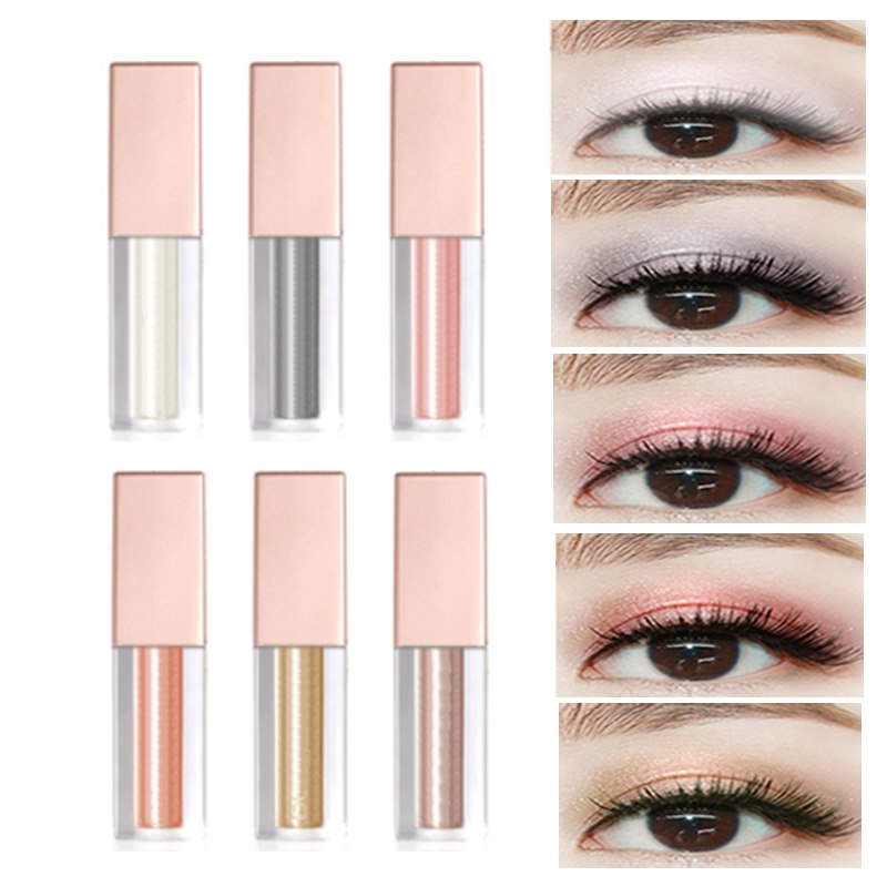 Ombre à paupières liquide waterproof à paillettes nacrées, maquillage fluide, couleurs blanc et cuivre, Heng Fang Shimmer Eye Shadows Beauty