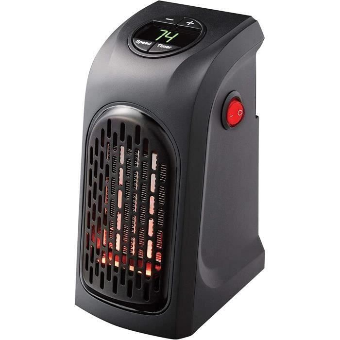 Calefactor con ventilador - ROKOO - BD11374 - 400W - Temporizador de 12 horas - Pantalla digital LCD