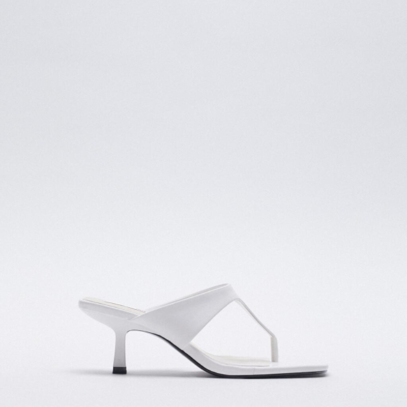 Sandales blanches à bout carré minimalistes, nouveauté 2021, talons aiguilles, sandales d'été