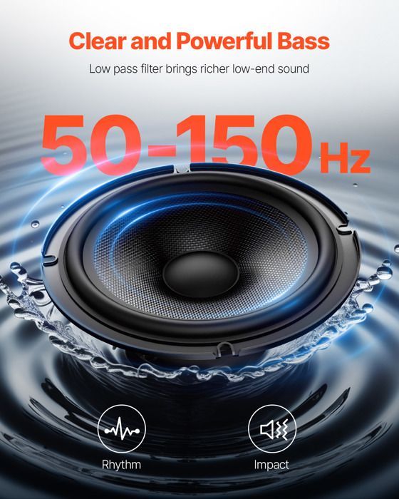 Subwoofer VEVOR da 300 W e 203 mm per auto, da installare sotto il sedile, con amplificatore integrato, ingresso ad alto/basso livello e controller.