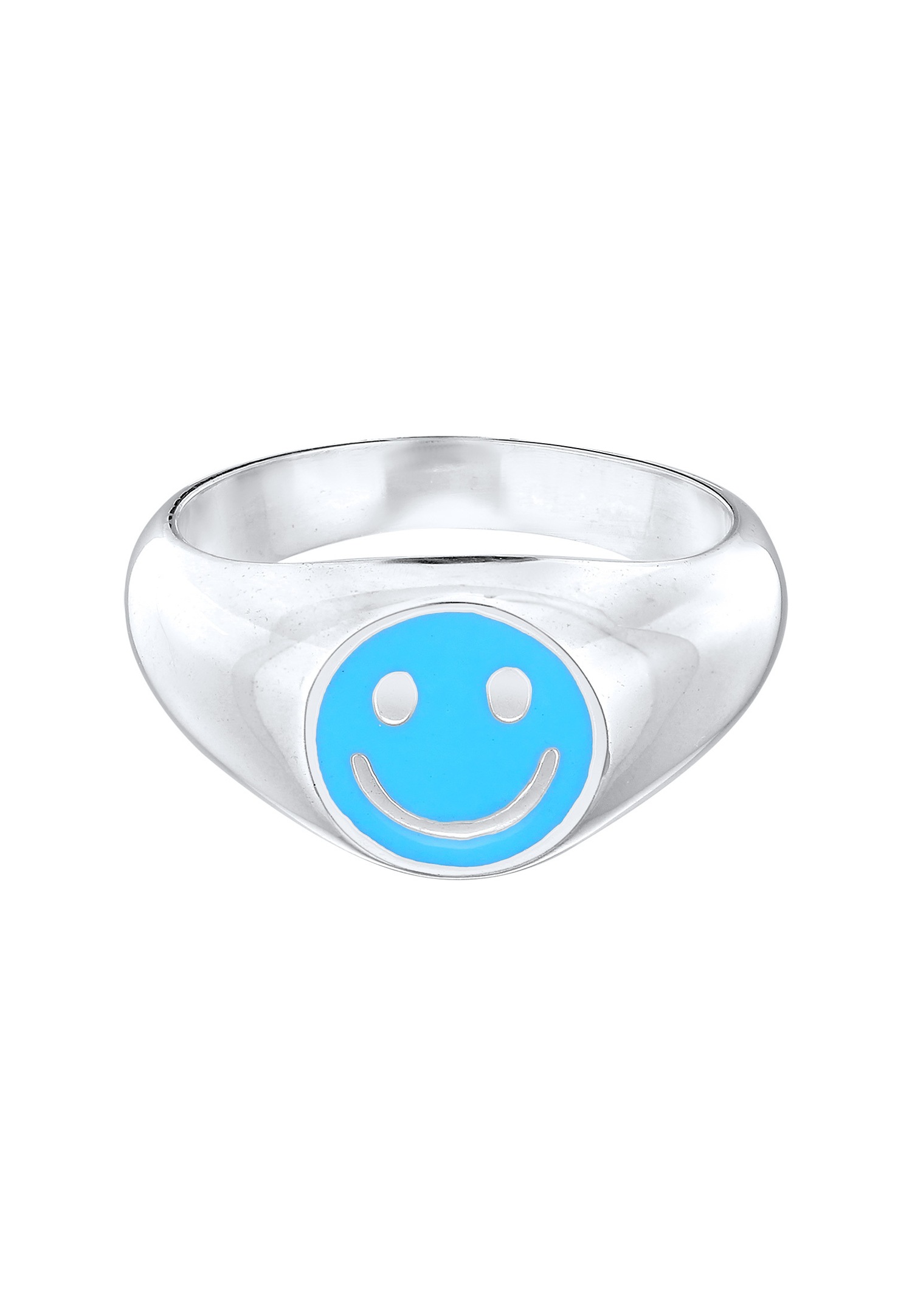 KUZZOI Hommes Sceau avec Smiling Face et Émail noir en Argent Sterling 925