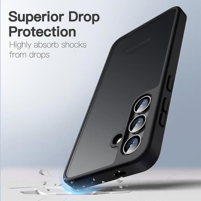 Custodia per Samsung Galaxy S23 Ultra - Antiurto - Sottile - Silicone nero - 2 pellicole protettive in vetro temperato incluse