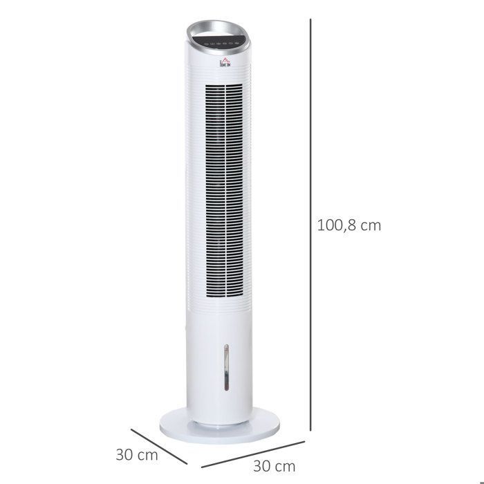 HOMCOM - Ventilador de torre - ABS - 30x30x100,8cm - Blanco