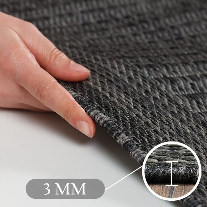 Alfombra - SIMPEX - Alfombra de cocina - Resistente a la intemperie - Lavable - 240 x 340 cm Negra