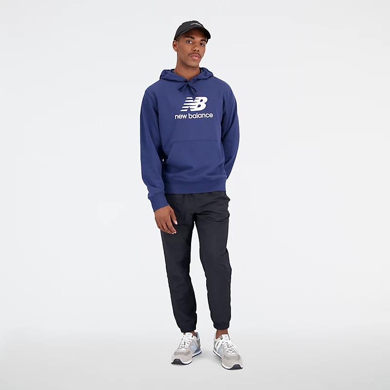 Stacked Essentials Herren-Hoodie aus Frottee mit Logo – NB NAVY