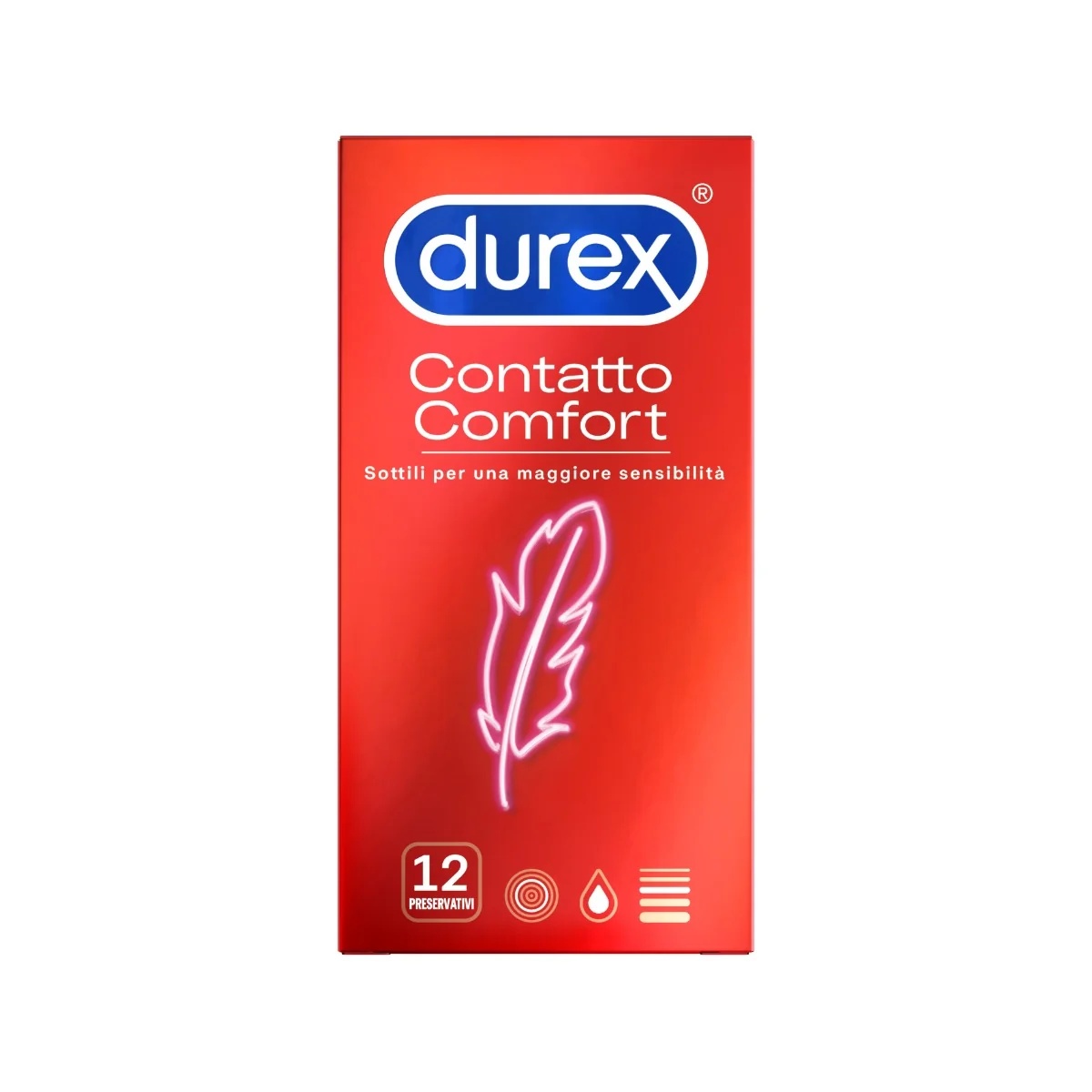 Preservativos Durex Contact Comfort Thin, 12 unidades con alta lubricación.