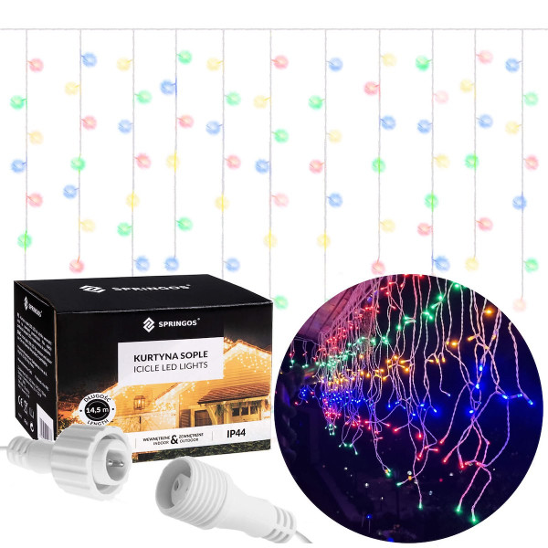 Kurtyna świetlna 1000 led girlanda zew. 45 m multikolor
