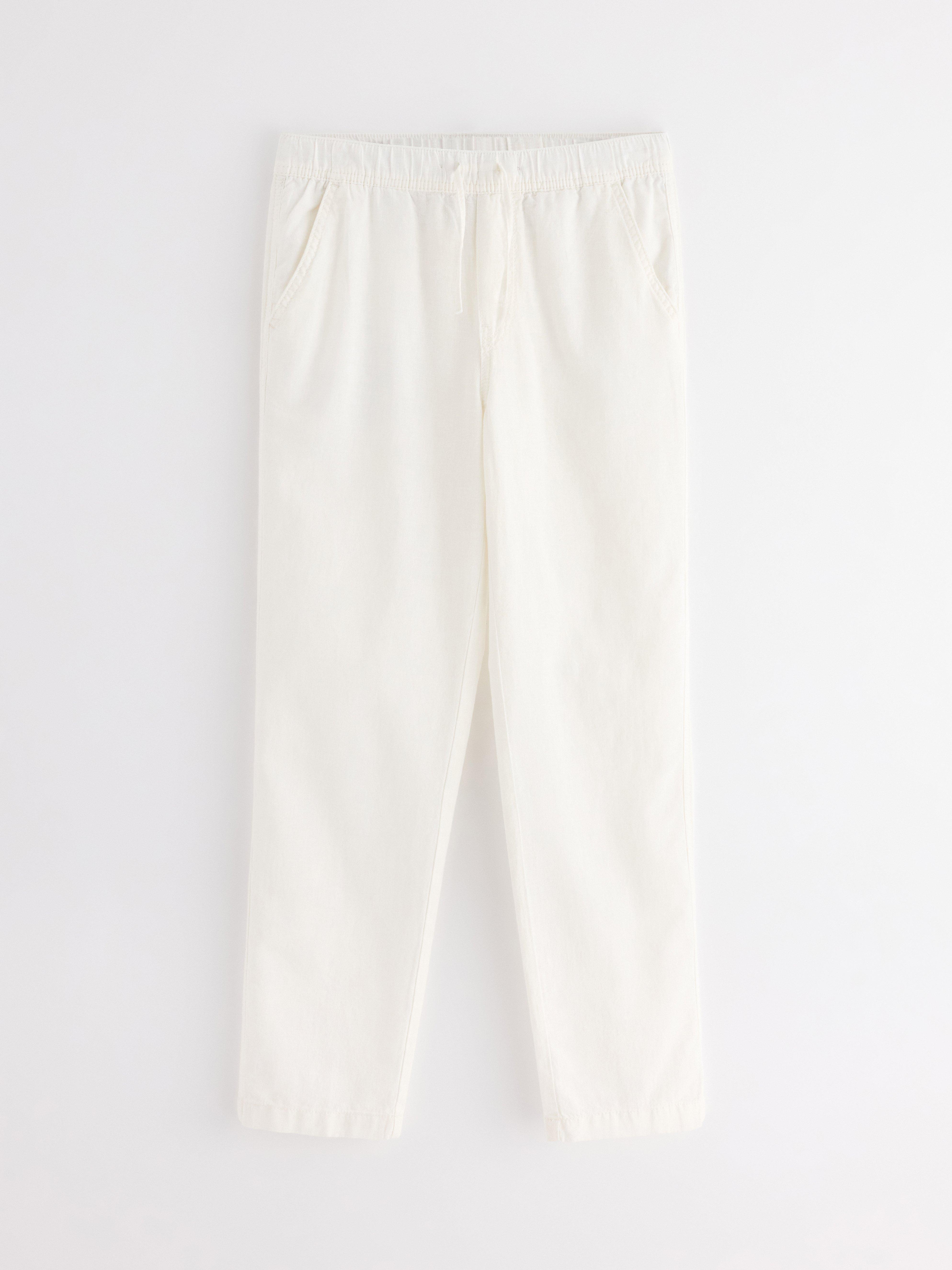 Pantalones rectos STAFFAN de mezcla de lino, color blanco roto.