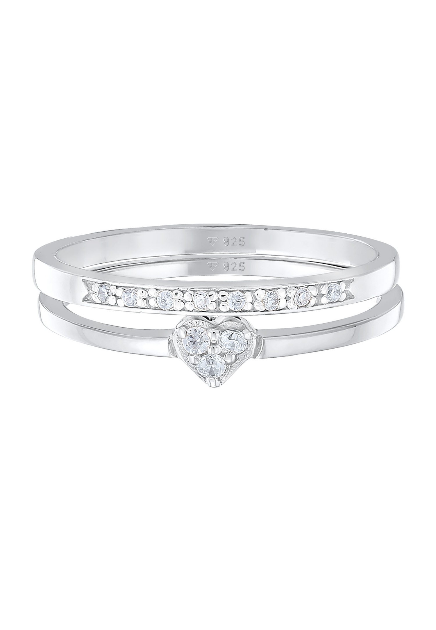 Elli Femmes Coeur Mémoire 2 pièces avec Cristaux de Zirconium en Argent Sterling 925