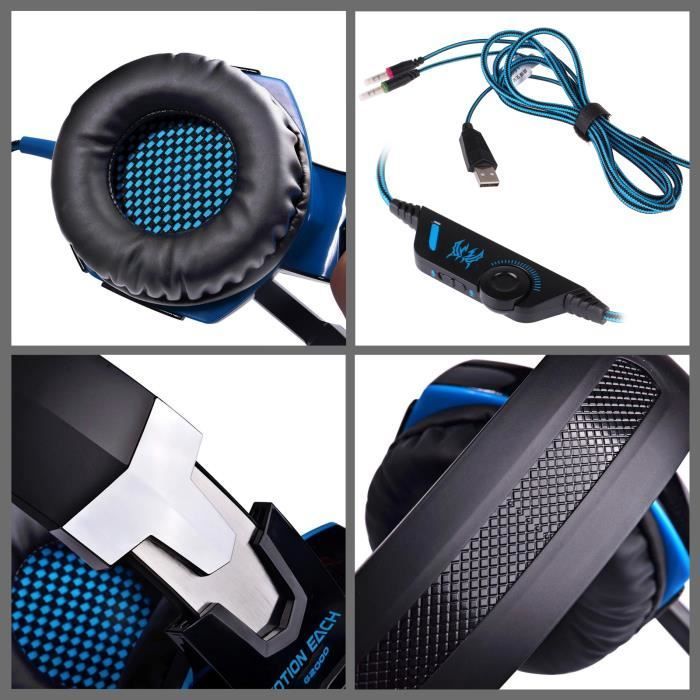 Casque de jeu stéréo EACH G2000 avec micro pour ordinateur PC - Haute qualité