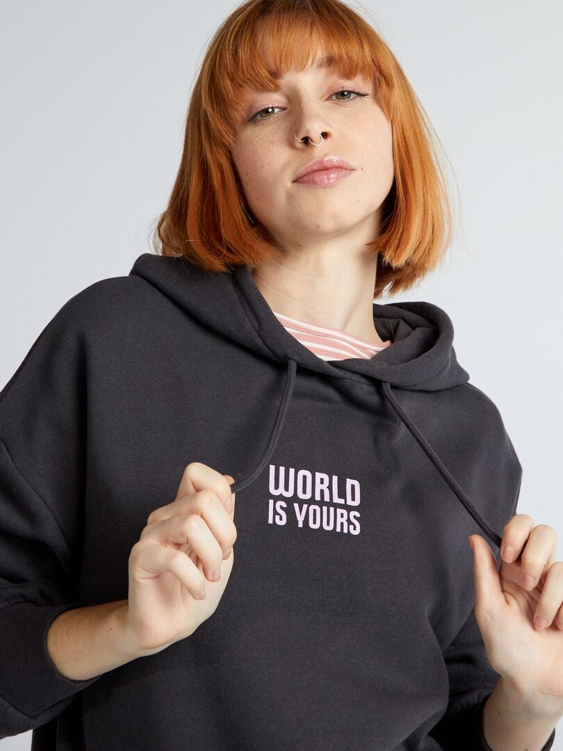 Sudadera con capucha estampada - NEGRA