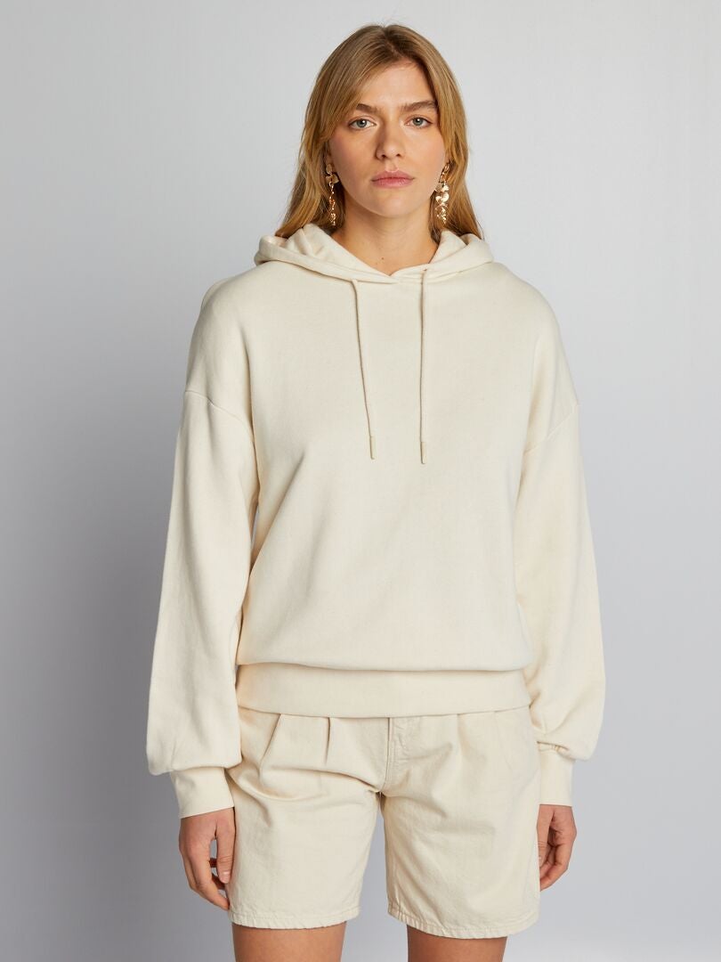 Fleece hoodie - BEIGE