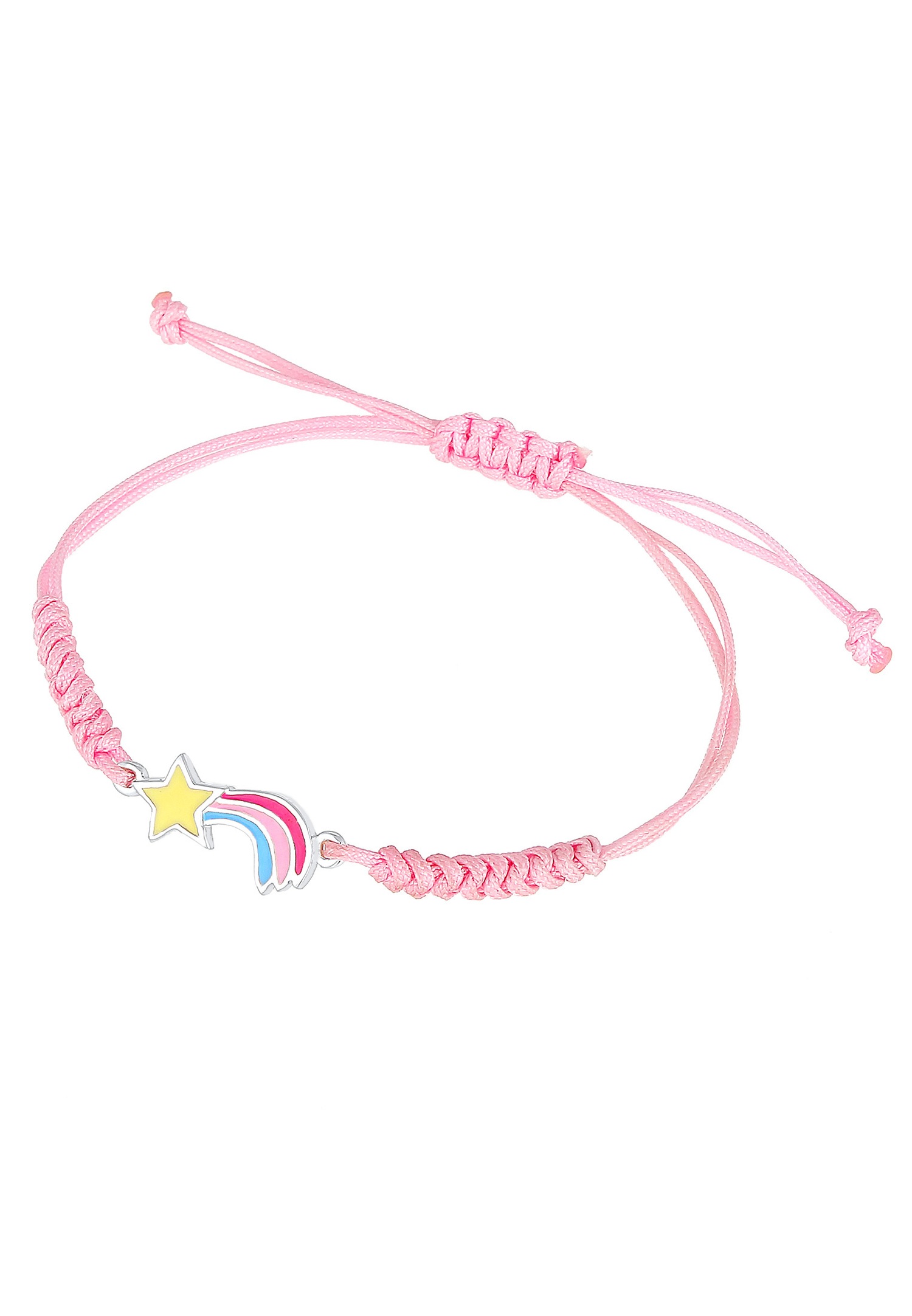 Elli Arc en Ciel Mignon Nylon Rose Bracelet Enfant (925/1000) Argent