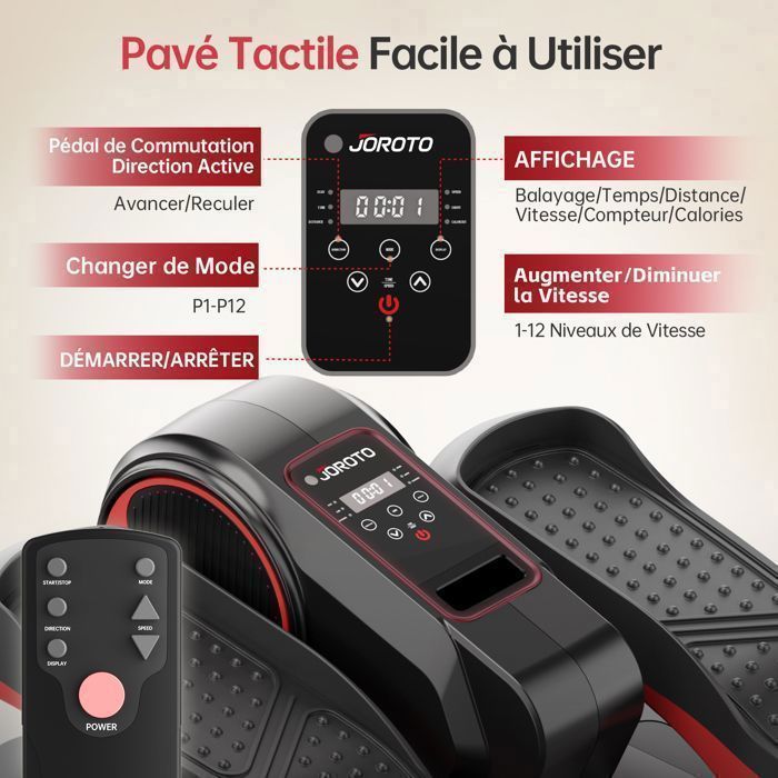 Vélo elliptique de bureau - JOROTO - YDE 10Mini - Compact - Silencieux ≤45 dB - 12 programmes - Télécommande