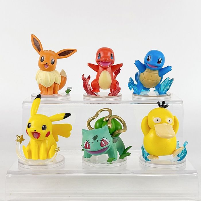 Juego de 6 figuritas coleccionables de 5,5 a 8,5 cm de altura, de color amarillo, juguetes para niños.