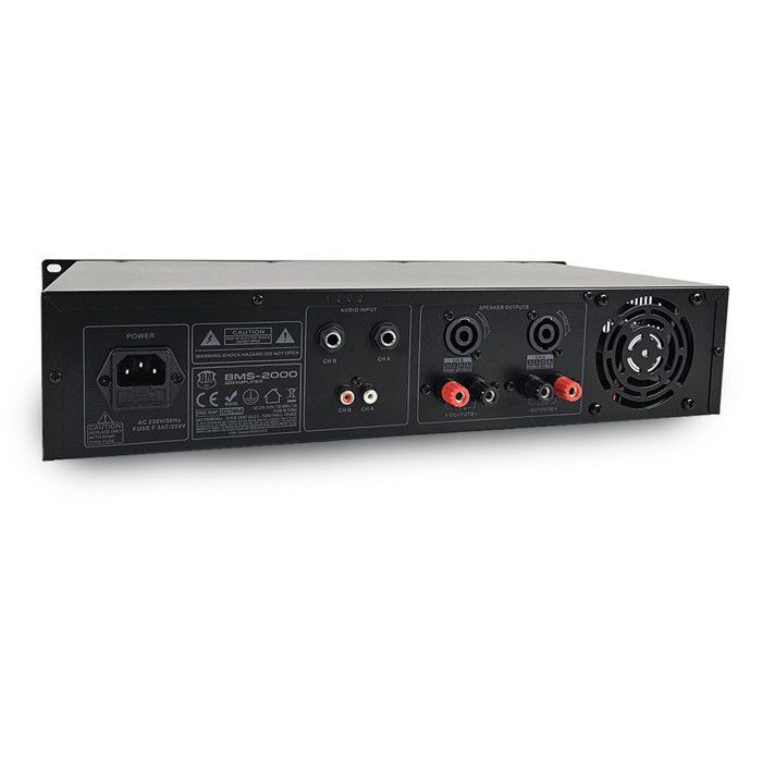 DJ PA Amplifier - BM Sonic BMS-2000 - 2 x 1000W - MOSFET Technology with Continuous Cooling