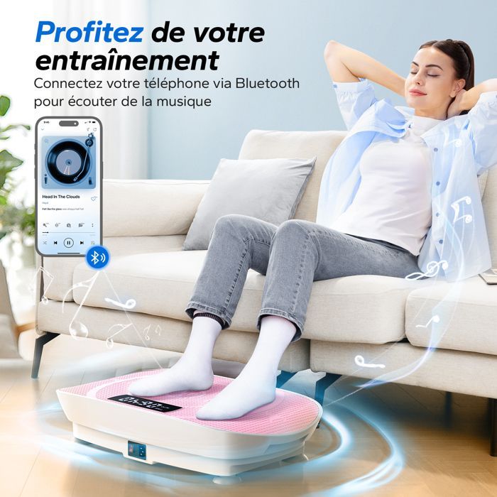 Pedana vibrante con telecomando – MERACH – 11 livelli – Bluetooth integrato – Portata massima 200 kg – Rosa