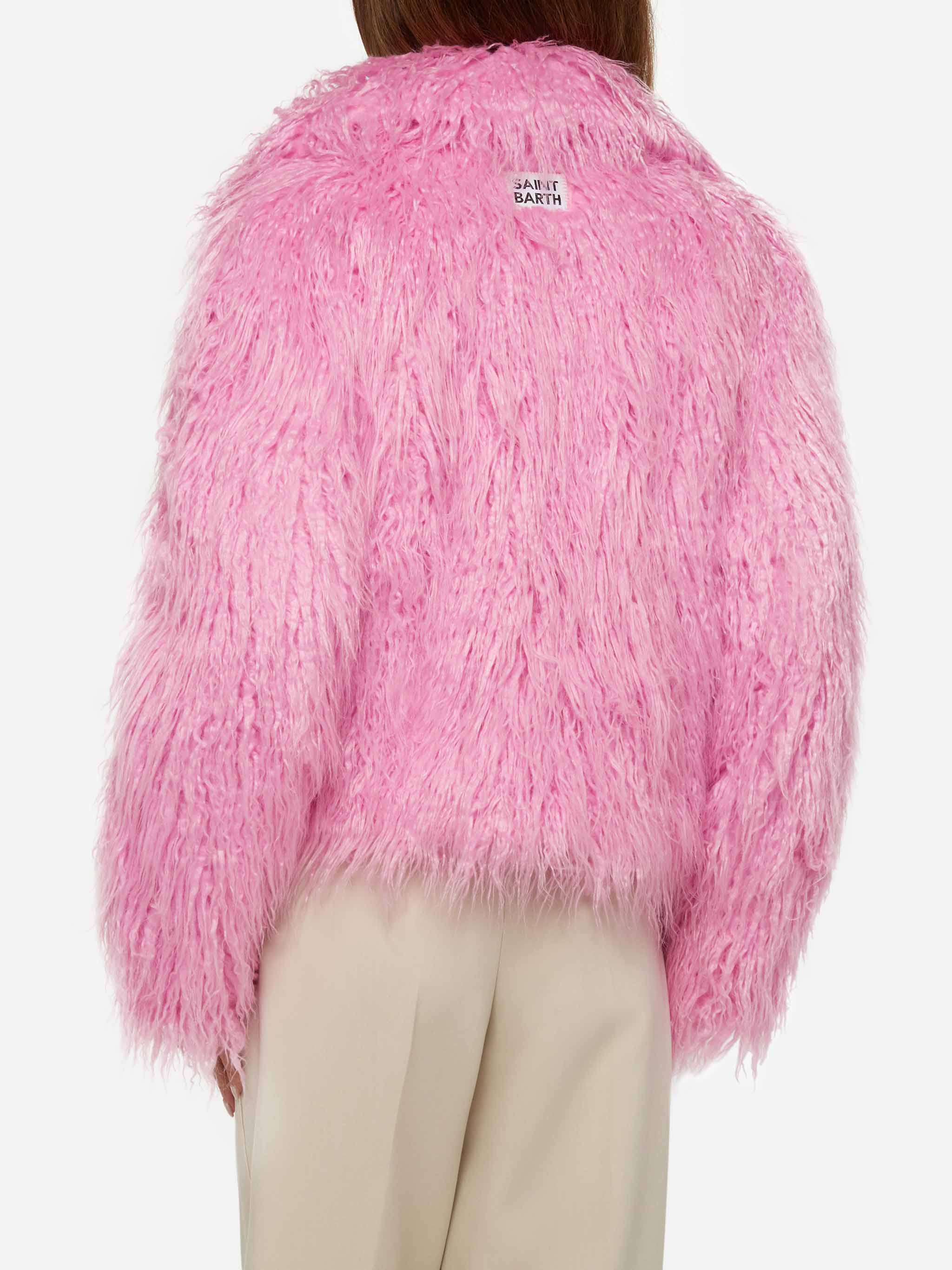 Chaqueta corta peluda rosa de Sully