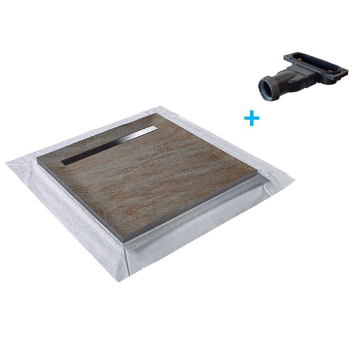 Receveur de douche - U-TILE -  100 x 100 cm Haute densité aspect pierre naturelle 902 avec caniveau excentré