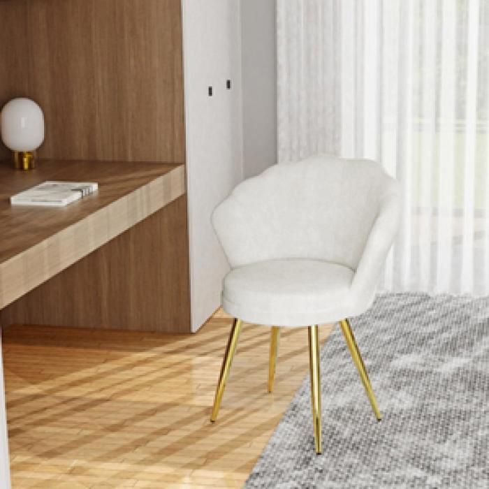 Lot de 1 Chaise Salle à Manger en Velours Moderne-MENGDA-Avec dossier-Pieds en métal-Capacité maximale de 200kg-Blanc
