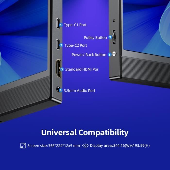 Monitor portátil - CDISPLAY - 15,6 pulgadas - FHD 1920x1080 - IPS - 300 cd/m²