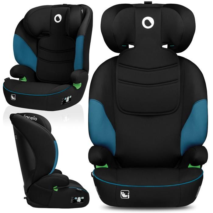 Seggiolino auto LIONELO Lars i-Size - 100-150 cm - Gruppo 2/3 - Poggiatesta regolabile - Nero/Blu