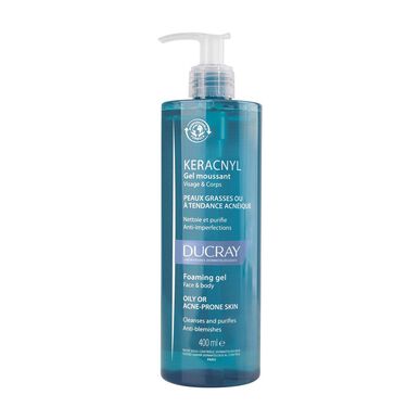 Ducray Keracnyl Foaming Gel Face & Body Purifying Cleanser for fet, akneutsatt hud 400 ml