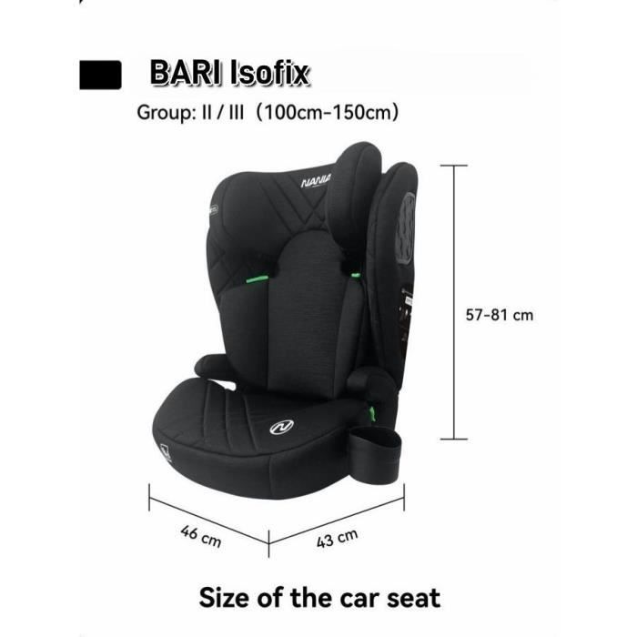 Siège auto isofix - NANIA - BARI - Groupe 2/3 - I-size - Noir
