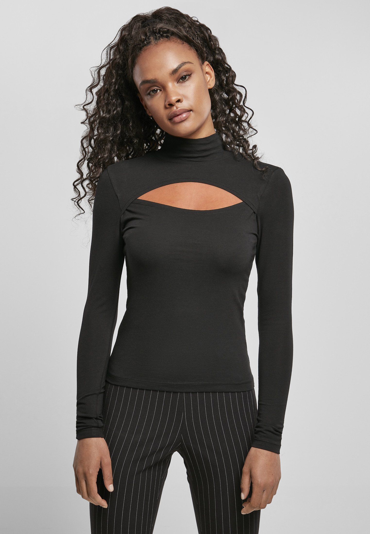 Urban Classics CUT-OUT COLTRUI - Top met lange mouwen - zwart