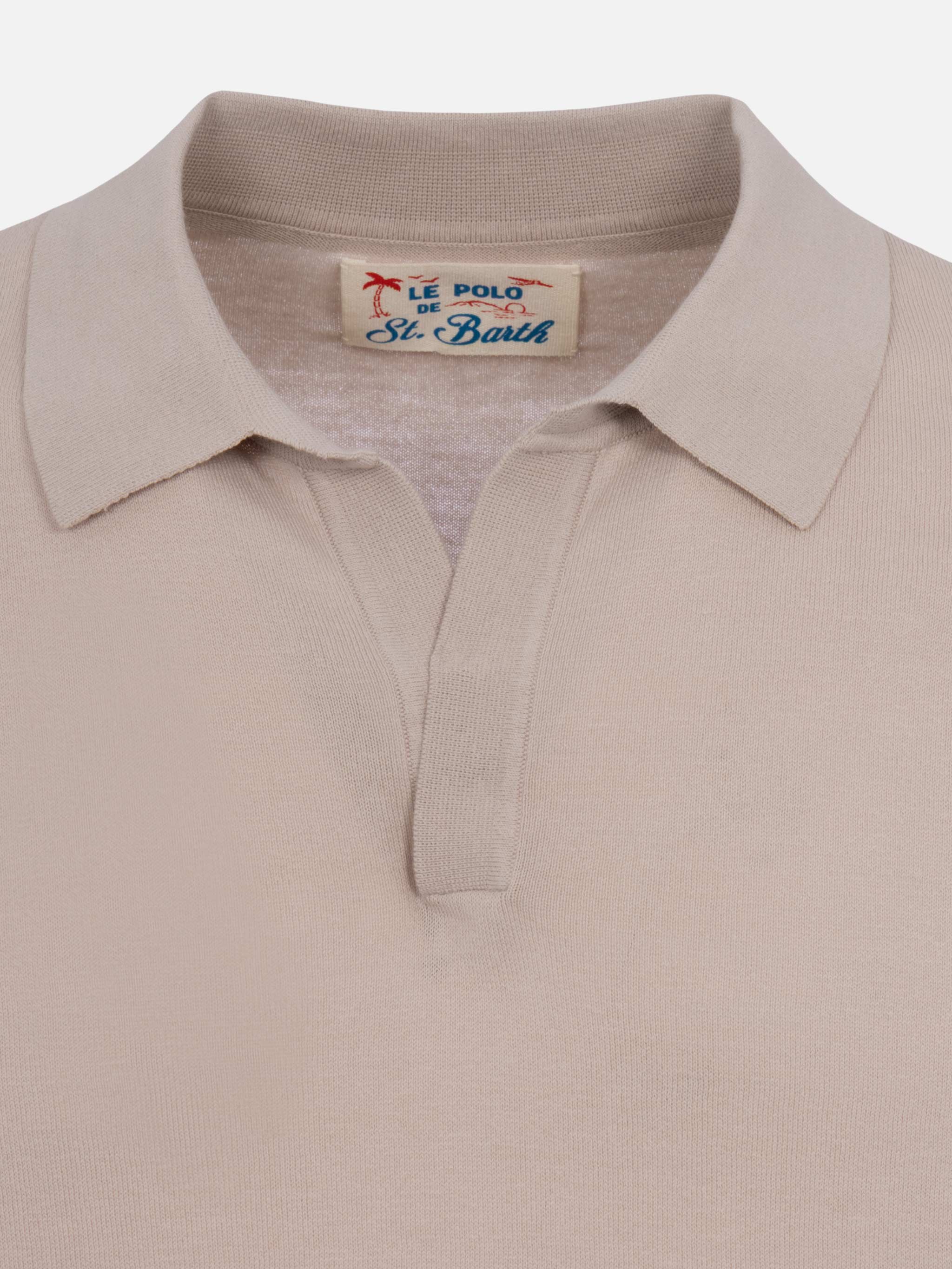 Sloan poloshirt in steengrijs gebreid zonder knopen