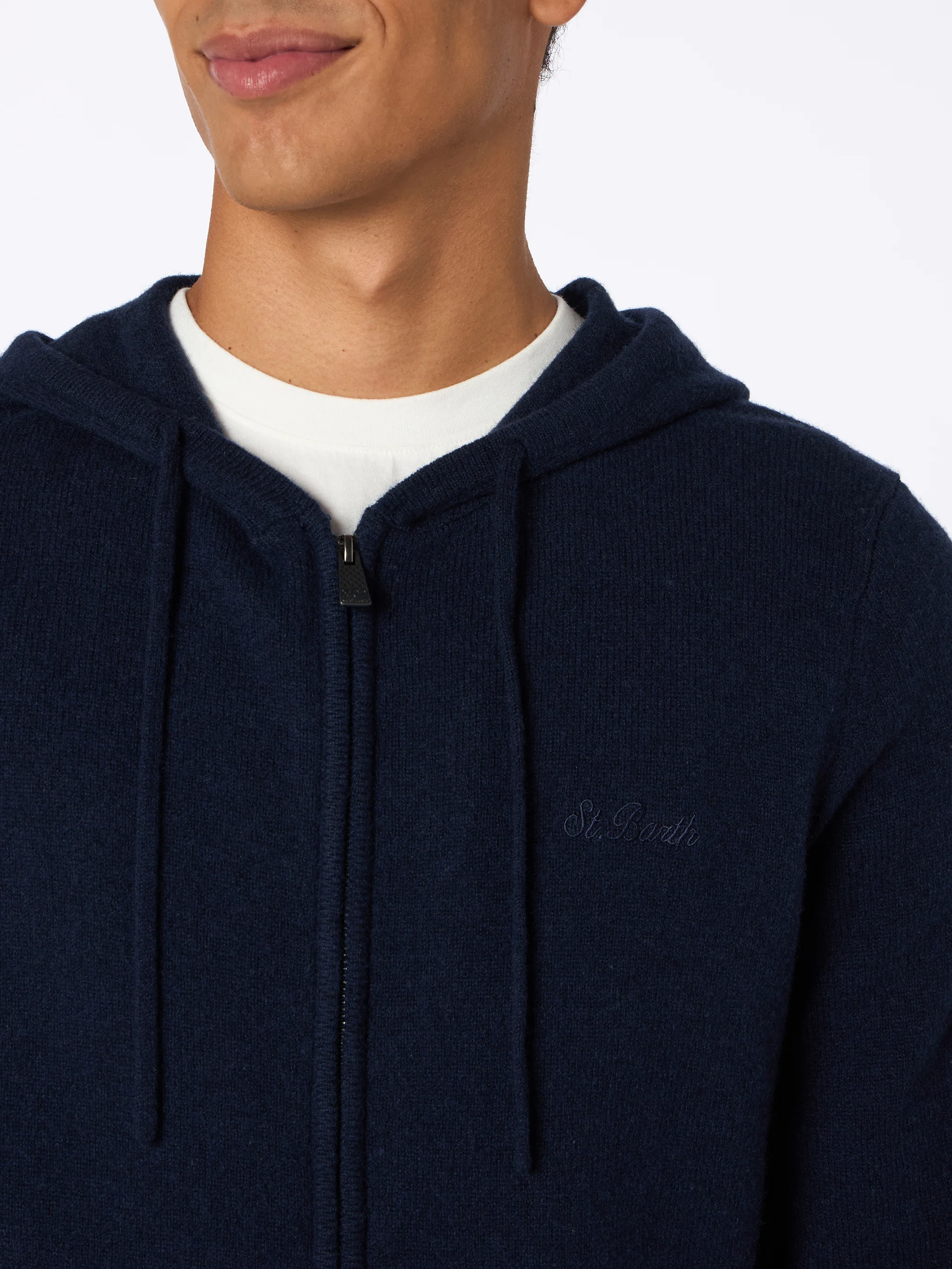 Heren Notting lamswollen hoodie in marineblauw