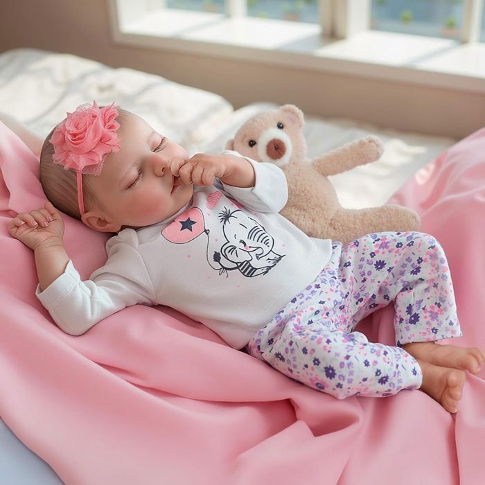 Bambola Reborn - 48 cm - Vinile - Arti mobili - Tocco realistico - Bambina