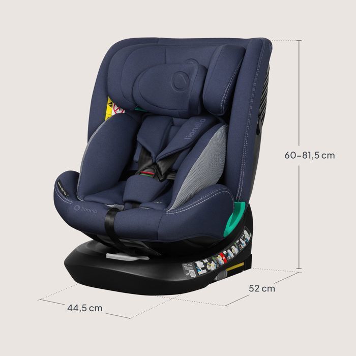 Silla de coche convertible LIONELO Bastiaan One i-Size - Base giratoria 360° - ISOFIX - 40-150 cm - 0-36 kg - Grupo 0+/1/2/3 - Azul