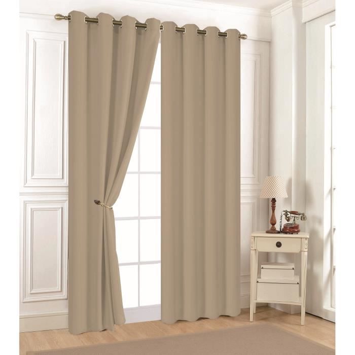 Tenda Aveline - Tortora - 140 x 240 cm - 100% Poliestere - Occhielli rotondi