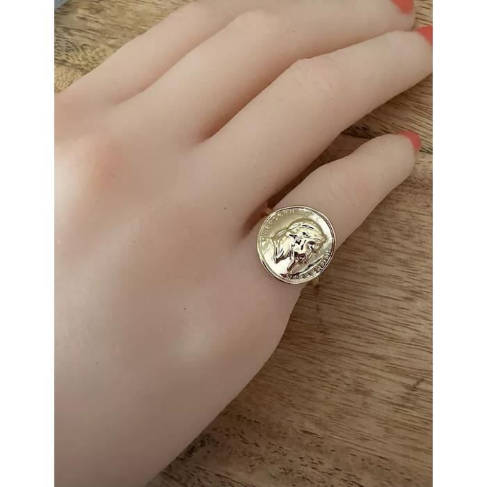 Anillo Napoleón, moneda Luis de Oro, chapado en oro, tallas 48-50-52-54-56-58-60 - Bijouxia - Mujer - Chapado en oro - Oro