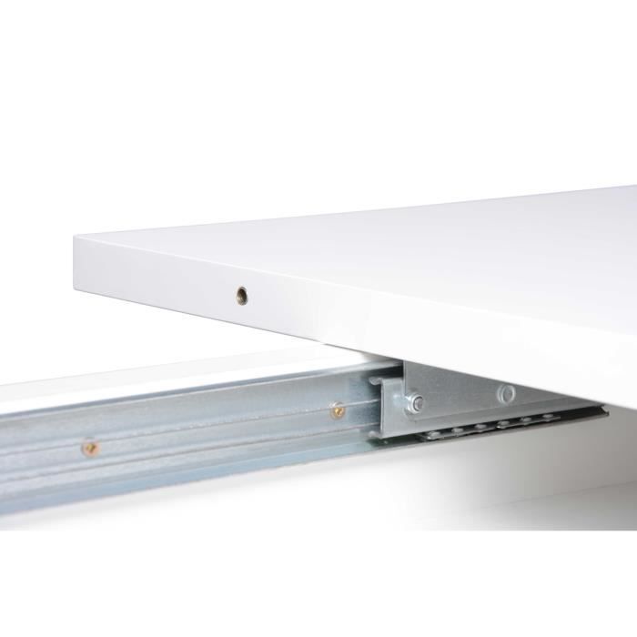 Uitschuifbare tafel voor 6-8 personen - Rechthoekig - Melamine gecoat spaanplaat - Mantova - Wit en aluminium - L 160-200 x B 90 x H 75 cm