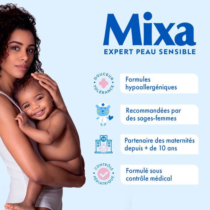 Lingettes bébé - MIXA - Lingettes à l'eau Thermale - 4x48 - Hypoallergénique - Clapet anti-dessèchement