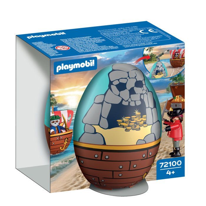 Playmobil 72100 2-in-1 ei: Pirateneiland, Piraten, 34 onderdelen, Paascadeau, Leeftijd 4+