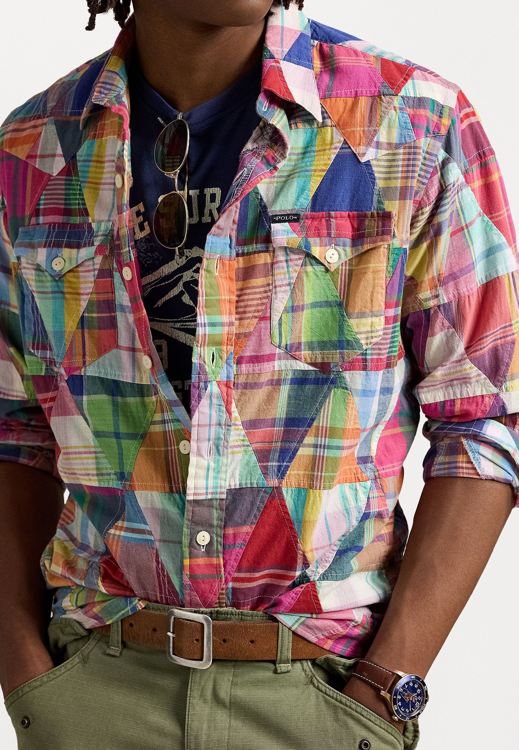 Polo Ralph Lauren patchwork madras sportshirt met lange mouwen - Shirt - veelkleurig