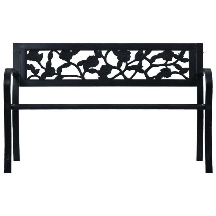 “Oferta de invierno” Banco de jardín negro TOP - Banco de jardín de acero negro de 125 cm PRO27816
