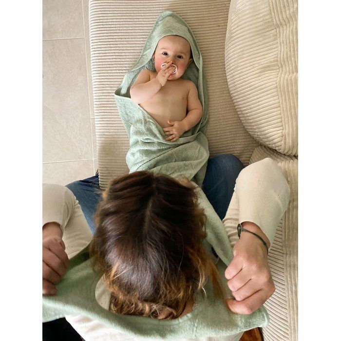 XXL Badhanddoek voor ouder/baby - CANDIDE - 100x100 cm - Aquagroen